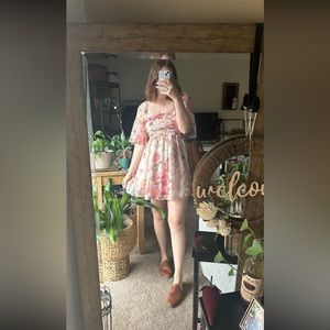 Abercrombie Emerson Floral Smocked Back Babydoll Mini Dress Women’s Size Medium